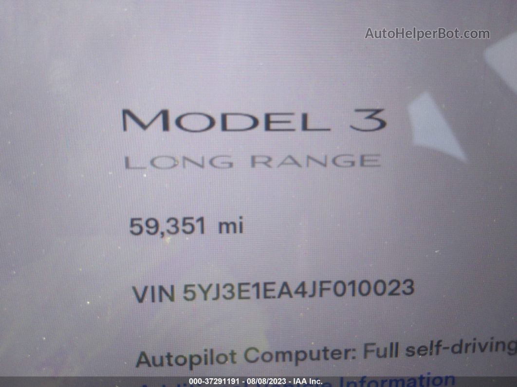 2018 Tesla Model 3 Range Battery Белый vin: 5YJ3E1EA4JF010023