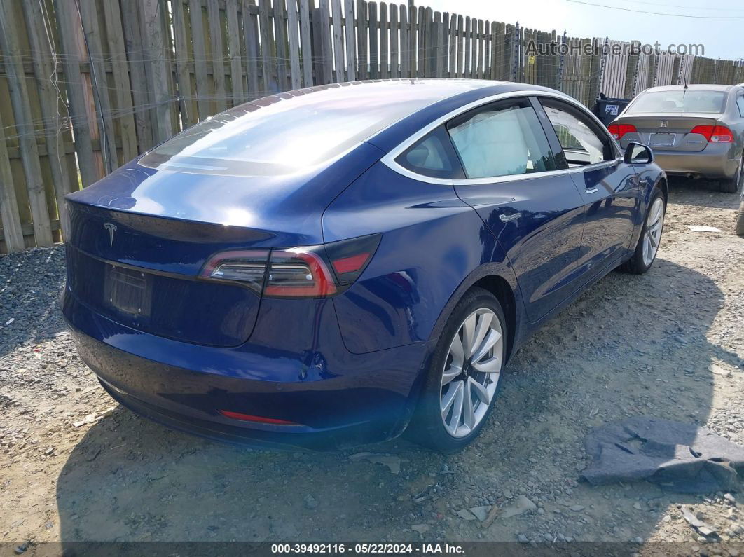 2018 Tesla Model 3 Long Range/mid Range Blue vin: 5YJ3E1EA4JF024696