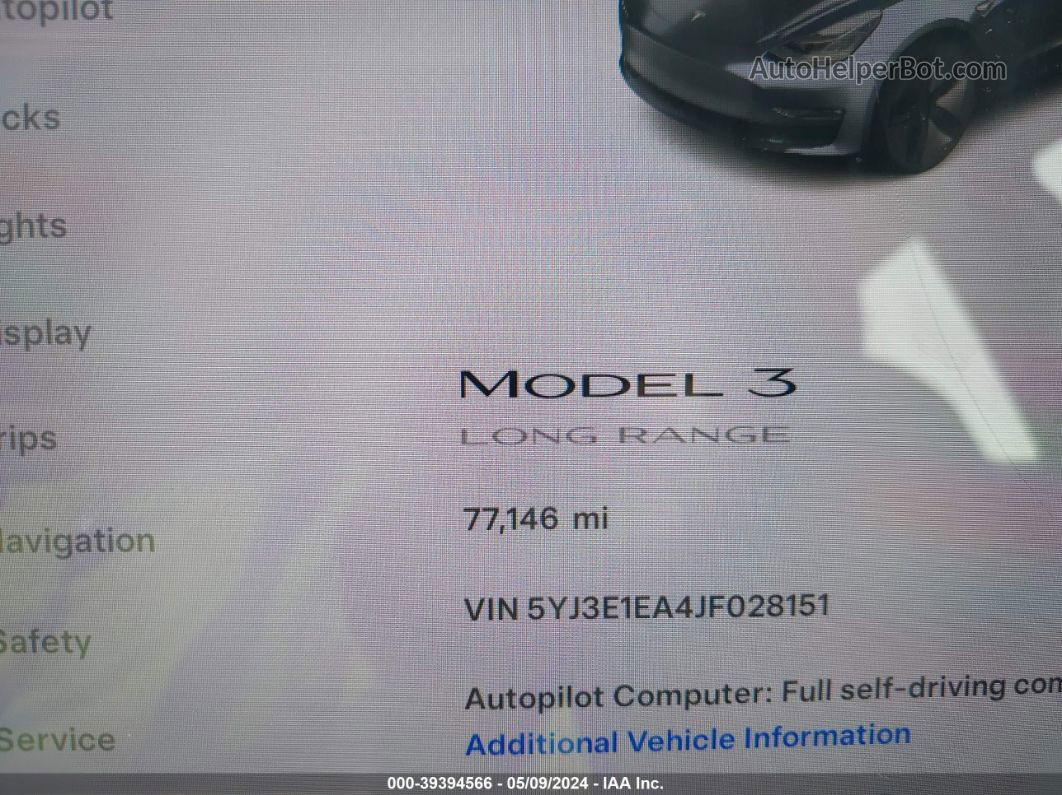 2018 Tesla Model 3 Long Range/mid Range Gray vin: 5YJ3E1EA4JF028151