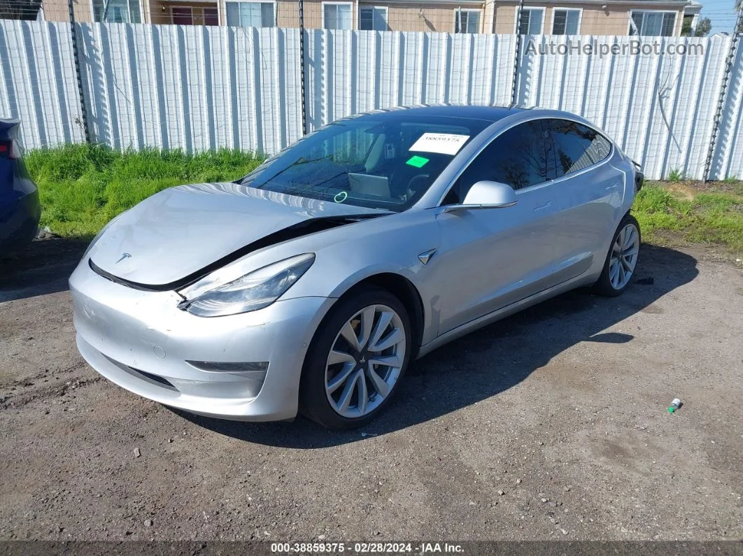 2018 Tesla Model 3 Long Range/mid Range Silver vin: 5YJ3E1EA4JF061313