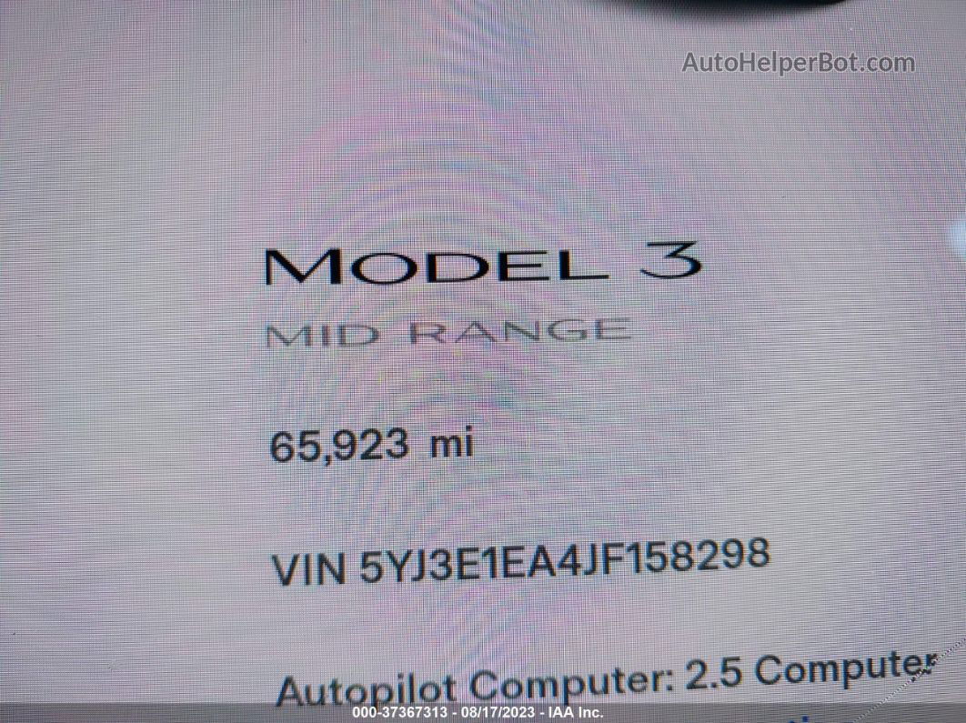 2018 Tesla Model 3 Range Battery Серый vin: 5YJ3E1EA4JF158298