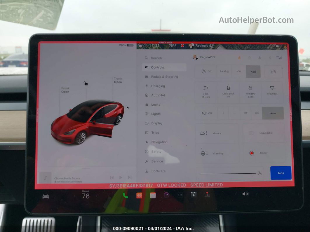 2019 Tesla Model 3 Long Range/mid Range/standard Range/standard Range Plus Красный vin: 5YJ3E1EA4KF331917