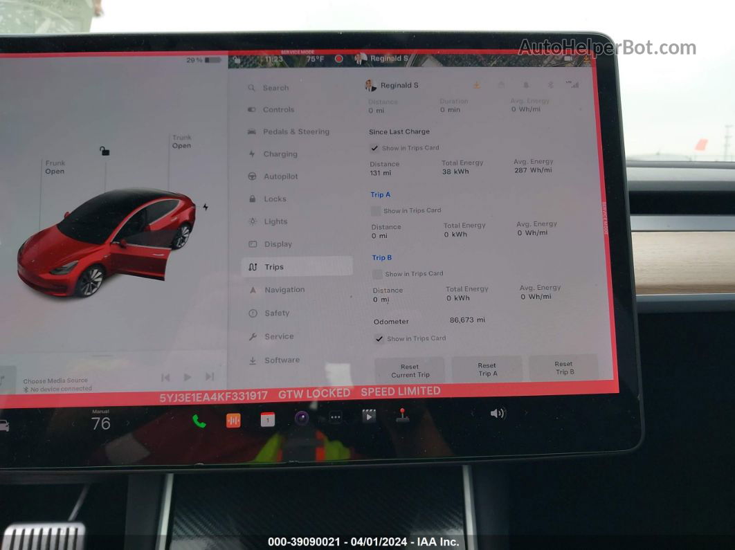 2019 Tesla Model 3 Long Range/mid Range/standard Range/standard Range Plus Red vin: 5YJ3E1EA4KF331917