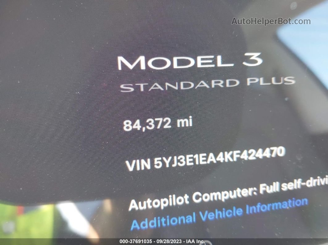 2019 Tesla Model 3 Range Black vin: 5YJ3E1EA4KF424470