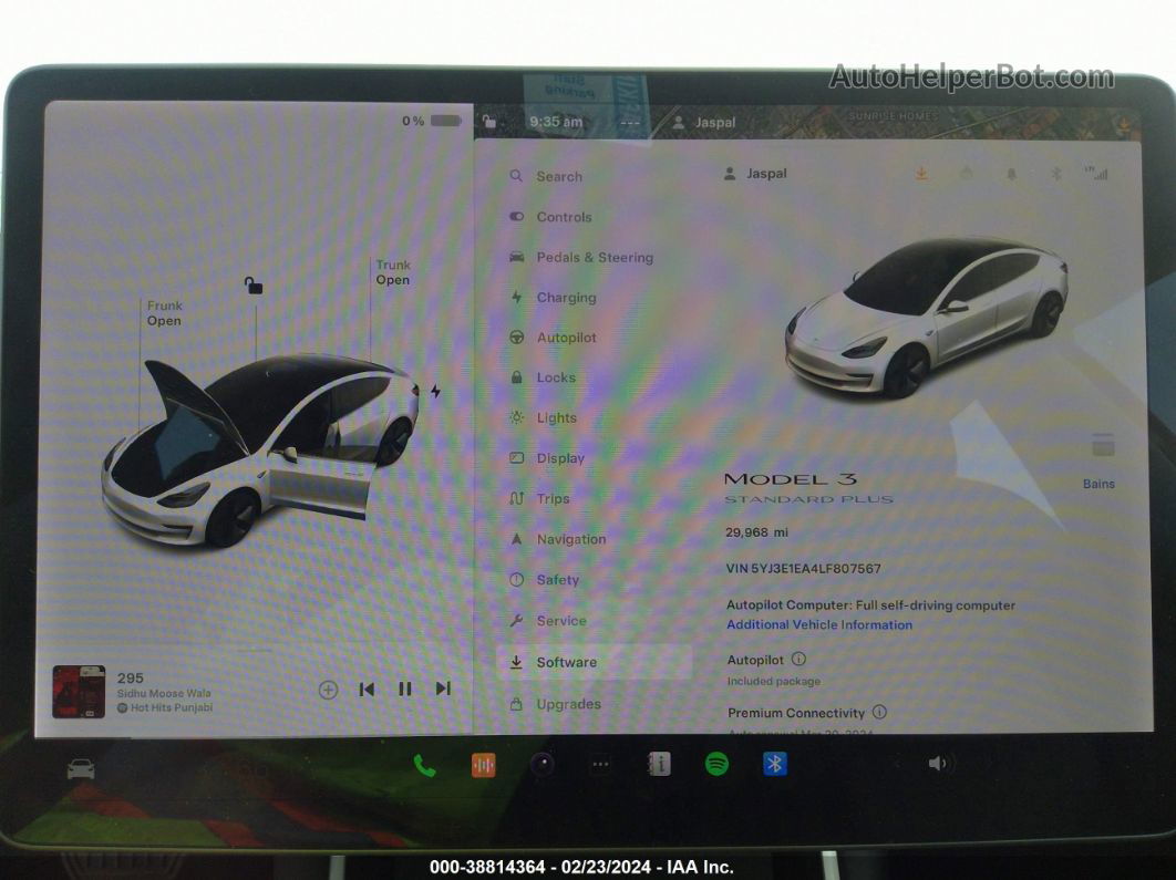 2020 Tesla Model 3 Standard Range Plus Rear-wheel Drive/standard Range Rear-wheel Drive White vin: 5YJ3E1EA4LF807567