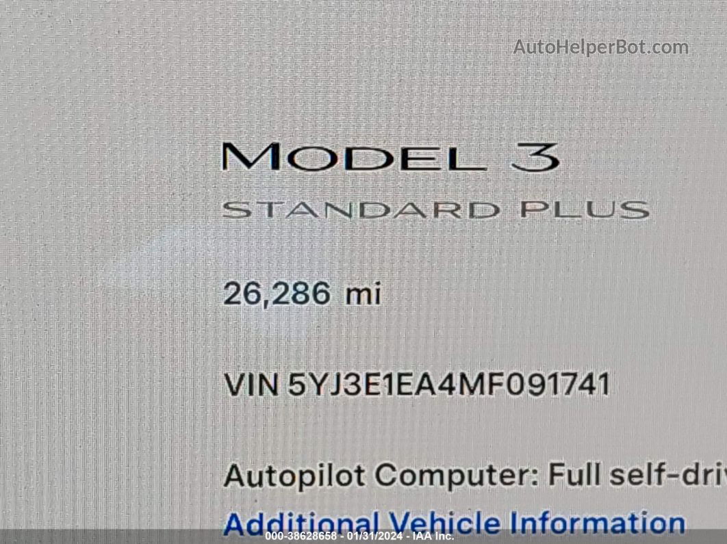 2021 Tesla Model 3 Standard Range Plus Rear-wheel Drive White vin: 5YJ3E1EA4MF091741