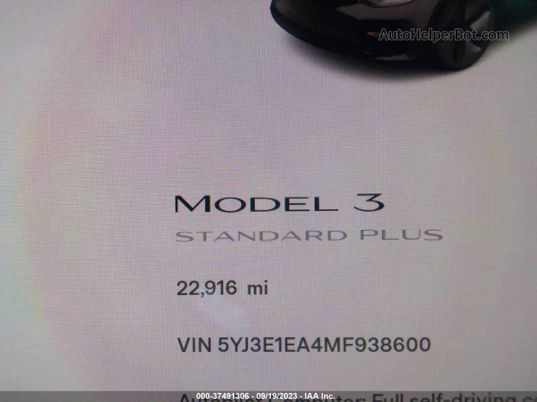 2021 Tesla Model 3 Standard Range Plus Rear-wheel Drive Black vin: 5YJ3E1EA4MF938600