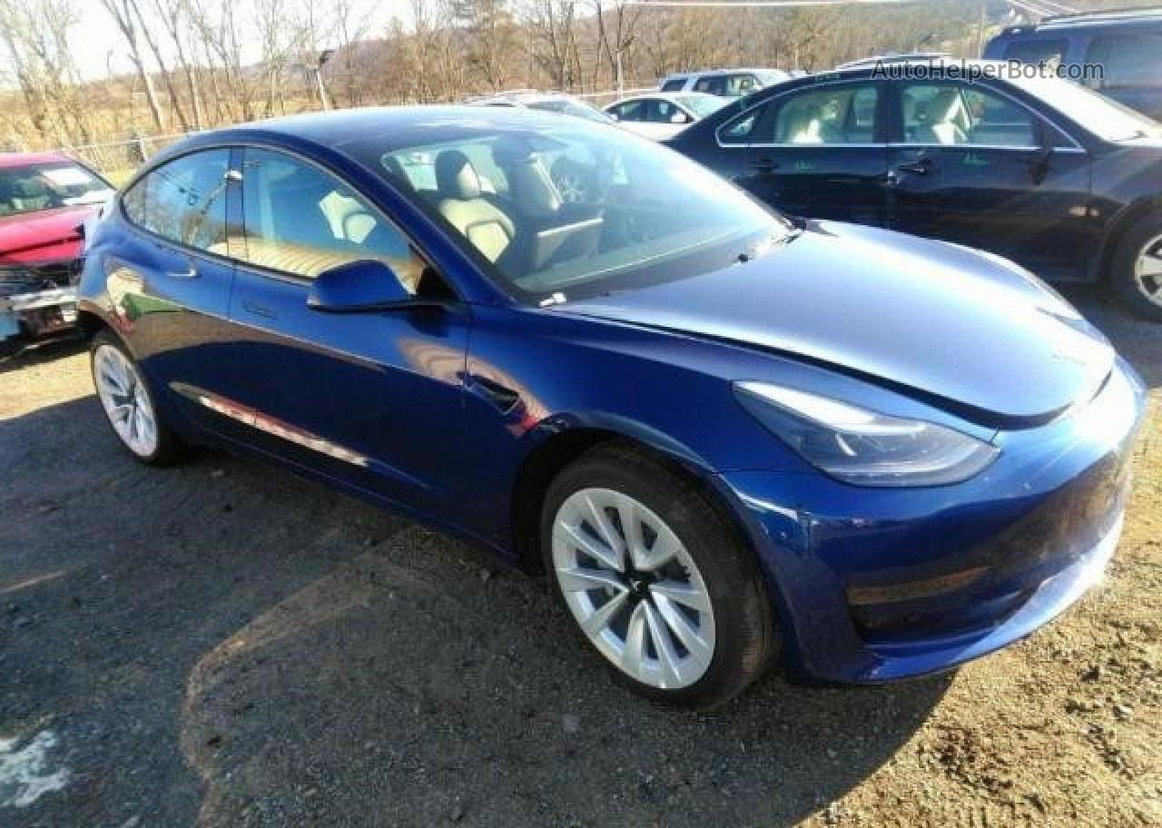 2022 Tesla Model 3 Синий vin: 5YJ3E1EA4NF304513