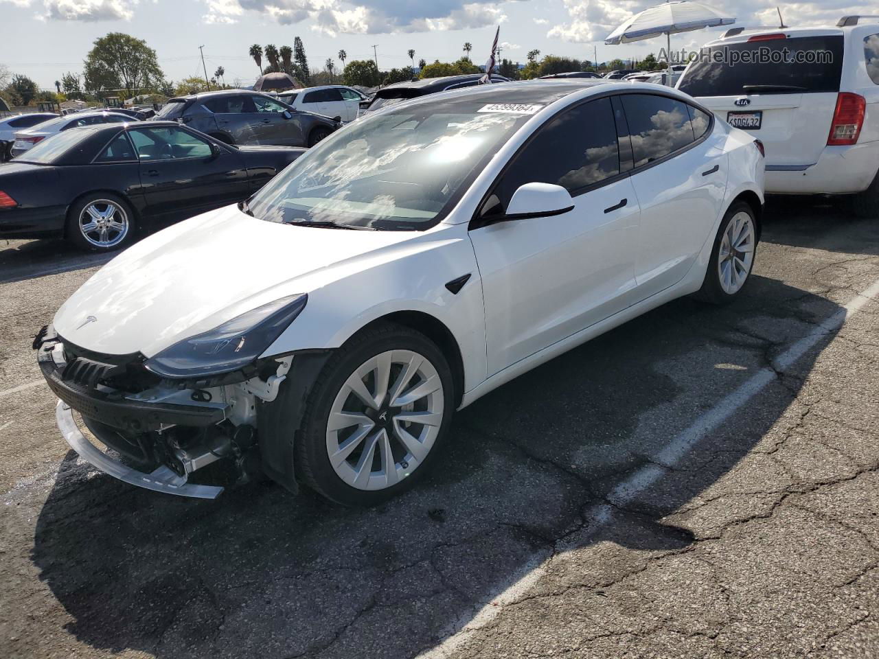 2022 Tesla Model 3 White vin: 5YJ3E1EA4NF359320