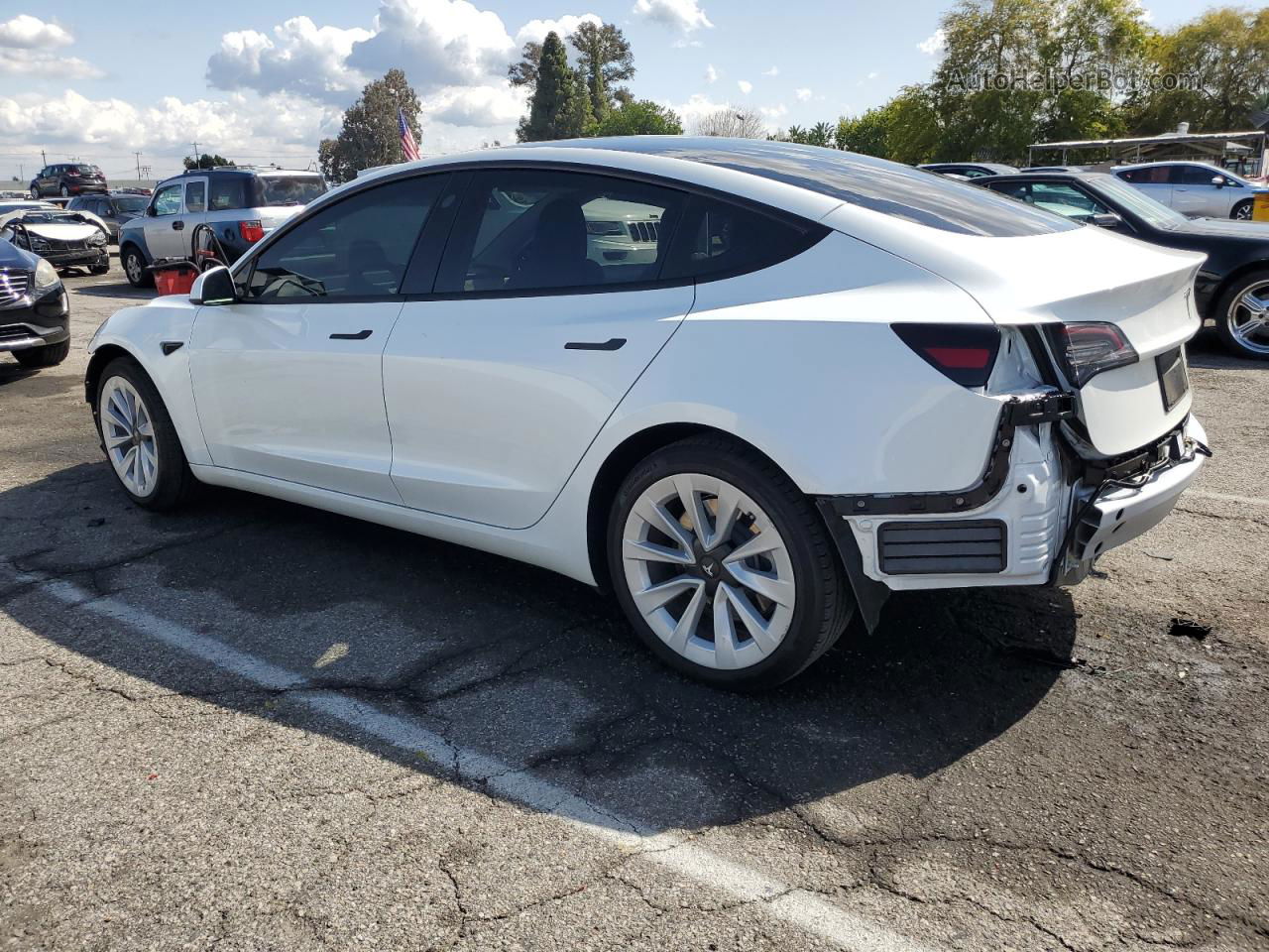 2022 Tesla Model 3 White vin: 5YJ3E1EA4NF359320