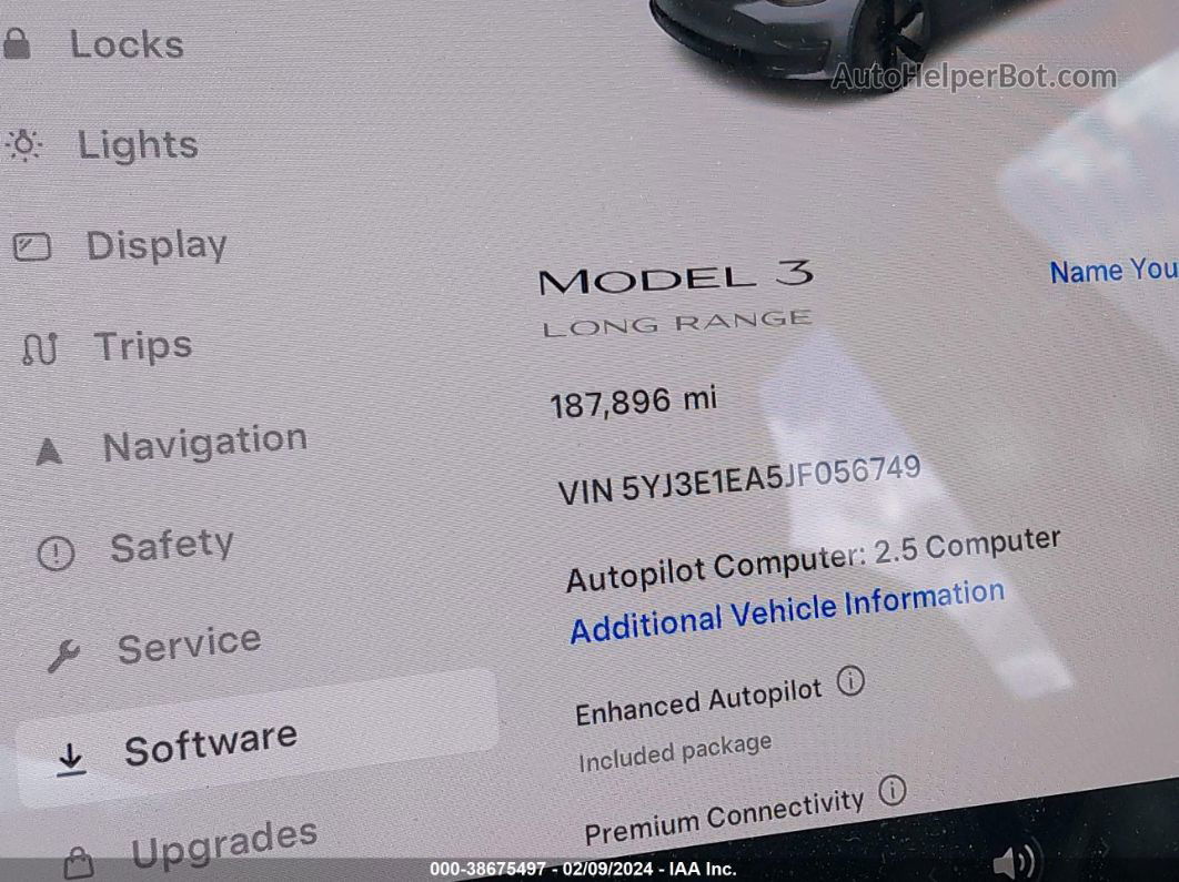 2018 Tesla Model 3 Long Range/mid Range Серый vin: 5YJ3E1EA5JF056749