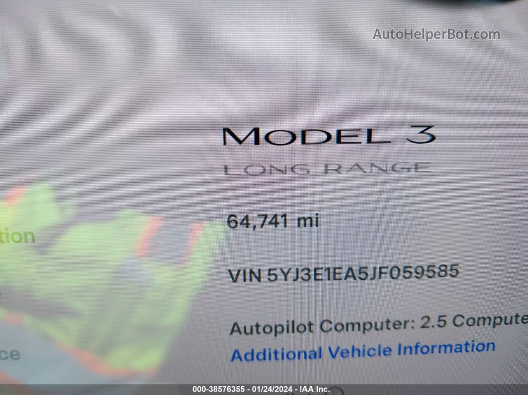 2018 Tesla Model 3 Long Range/mid Range Серый vin: 5YJ3E1EA5JF059585