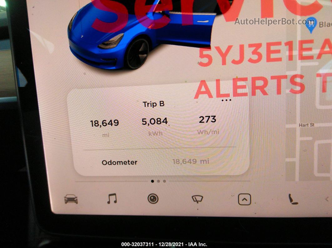 2019 Tesla Model 3 Range Синий vin: 5YJ3E1EA5KF190372