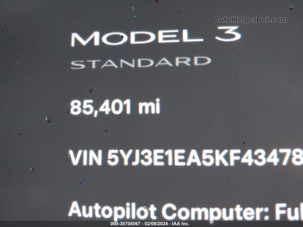 2019 Tesla Model 3 Long Range/mid Range/standard Range/standard Range Plus Black vin: 5YJ3E1EA5KF434781