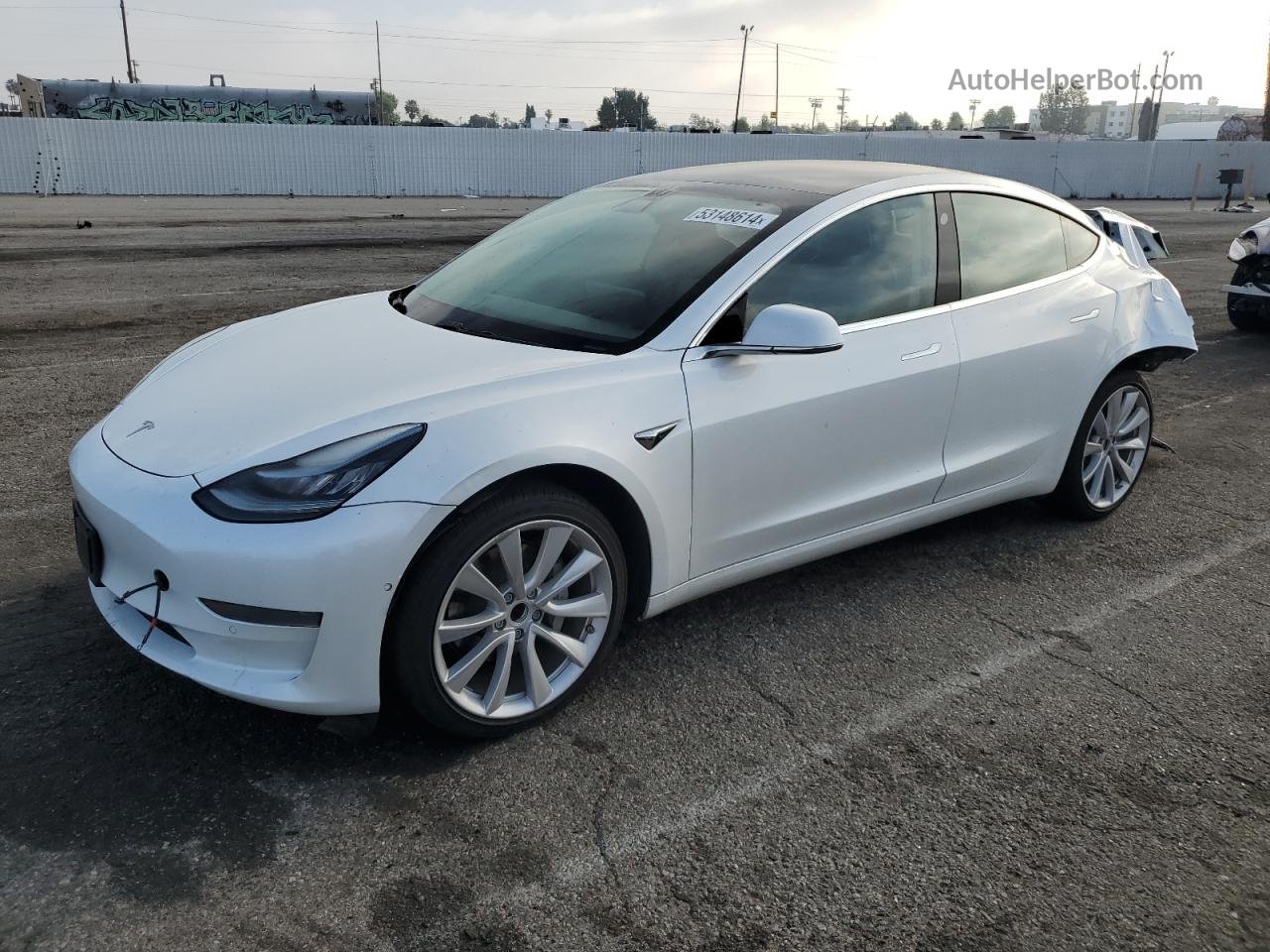 2019 Tesla Model 3 White vin: 5YJ3E1EA5KF508068