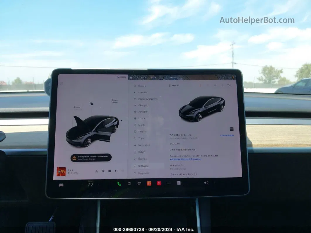 2020 Tesla Model 3 Standard Range Plus Rear-wheel Drive/standard Range Rear-wheel Drive Gray vin: 5YJ3E1EA5LF645738