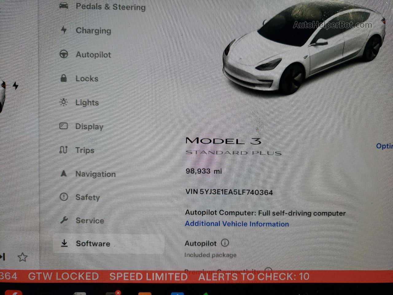 2020 Tesla Model 3  White vin: 5YJ3E1EA5LF740364