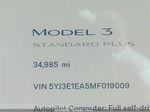 2021 Tesla Model 3 Standard Range Plus Rear-wheel Drive Gray vin: 5YJ3E1EA5MF019009