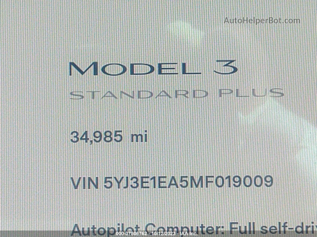 2021 Tesla Model 3 Standard Range Plus Rear-wheel Drive Gray vin: 5YJ3E1EA5MF019009