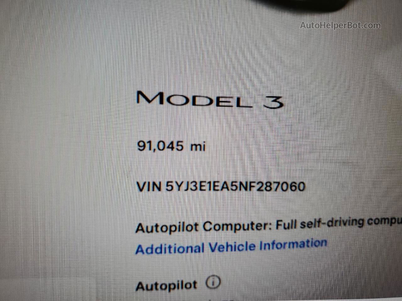 2022 Tesla Model 3  Серый vin: 5YJ3E1EA5NF287060