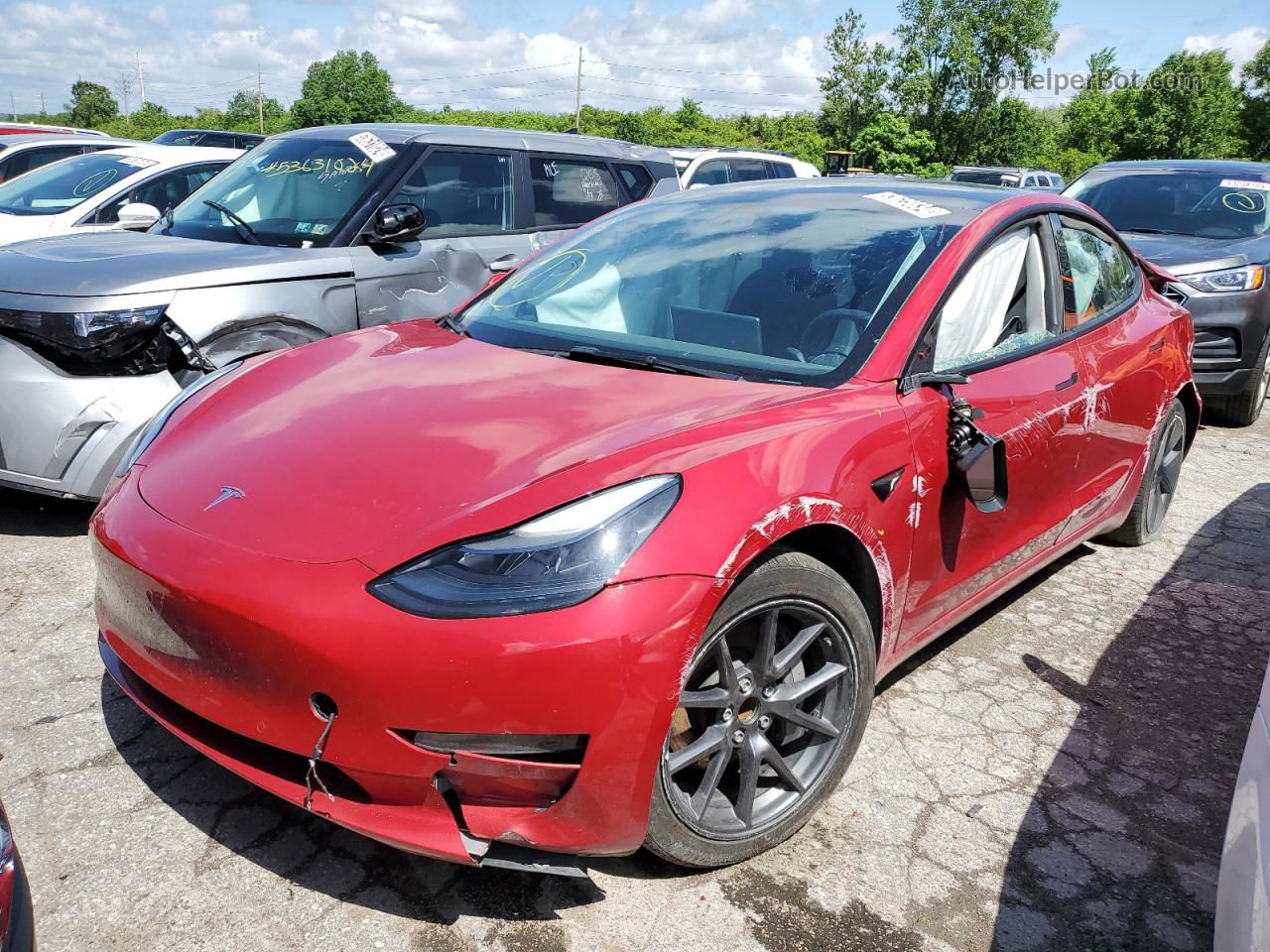 2022 Tesla Model 3  Красный vin: 5YJ3E1EA5NF288466