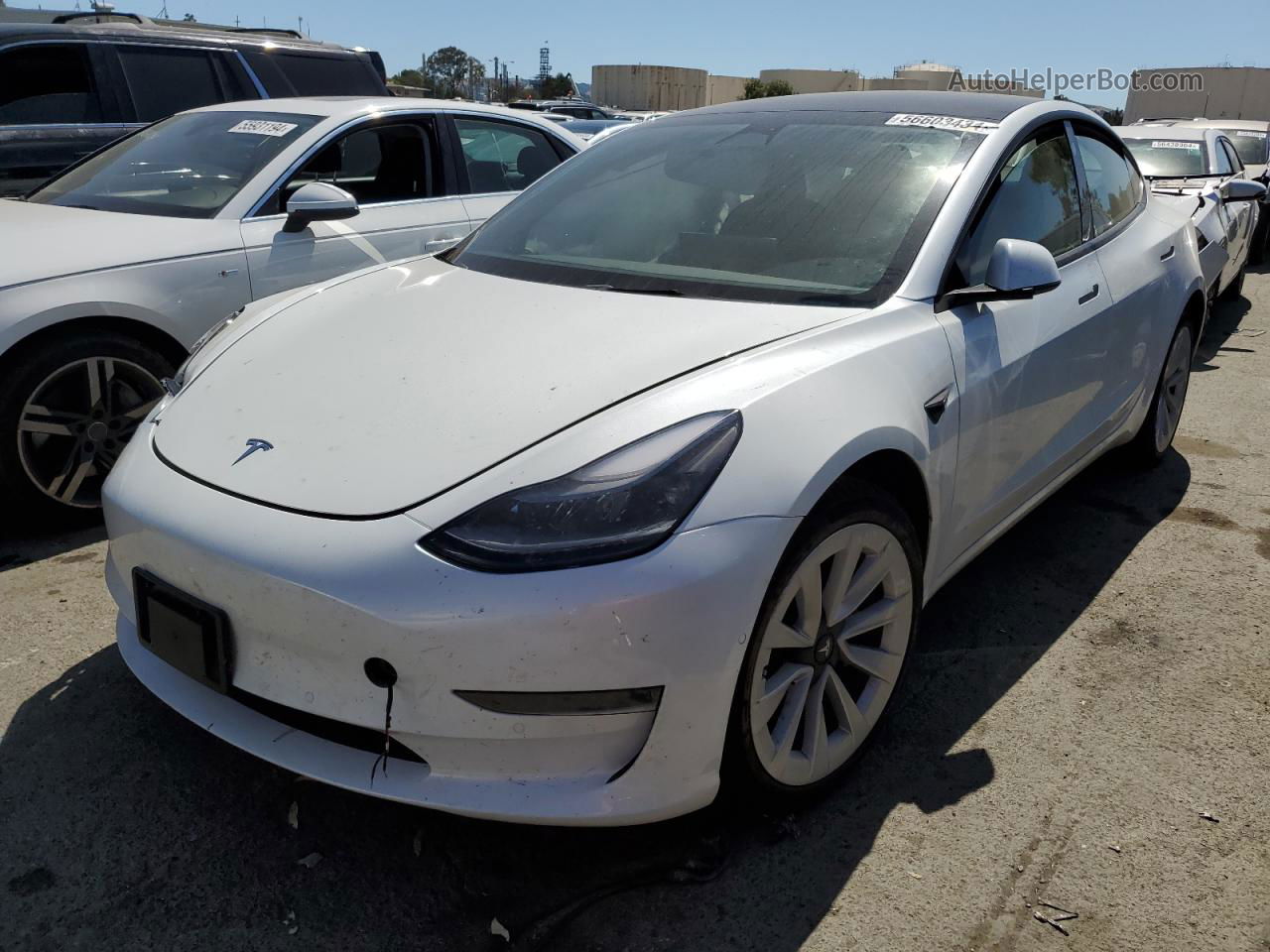 2022 Tesla Model 3  White vin: 5YJ3E1EA5NF374845