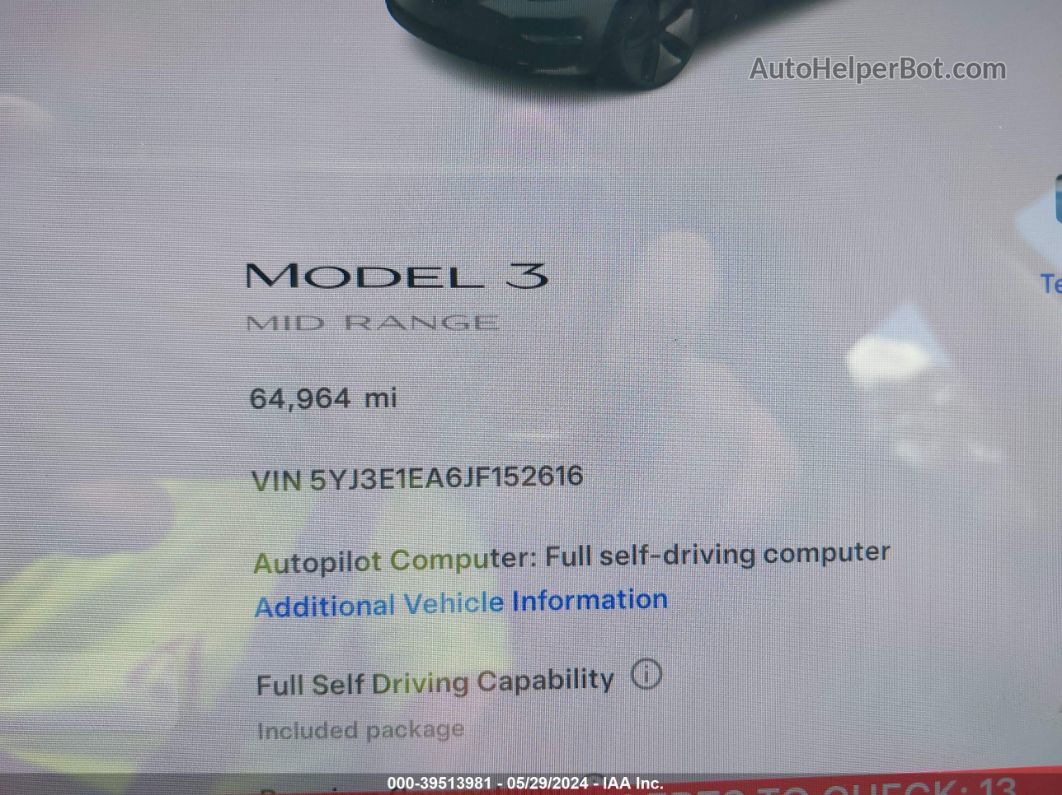 2018 Tesla Model 3 Long Range/mid Range Black vin: 5YJ3E1EA6JF152616