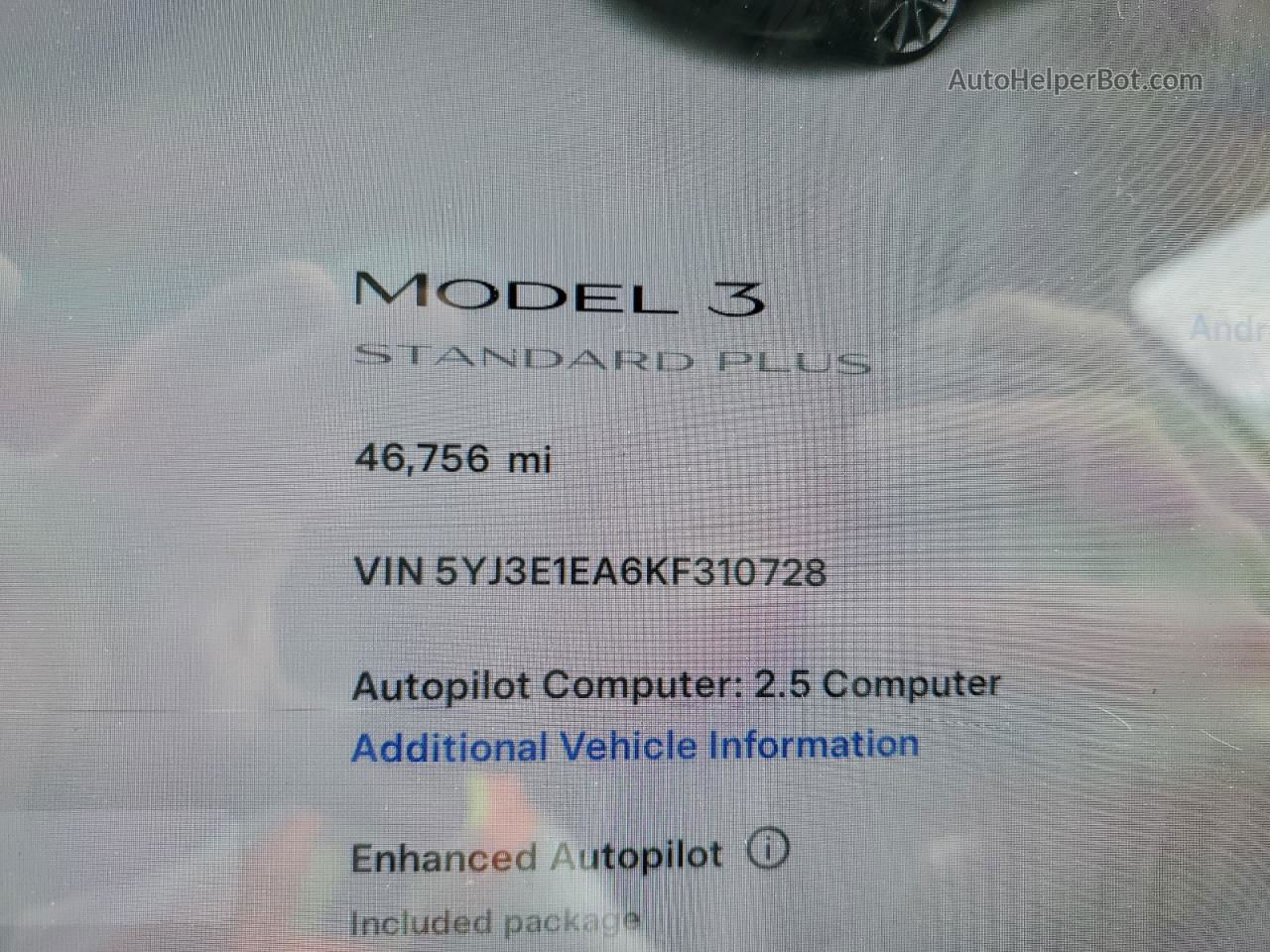 2019 Tesla Model 3  Black vin: 5YJ3E1EA6KF310728