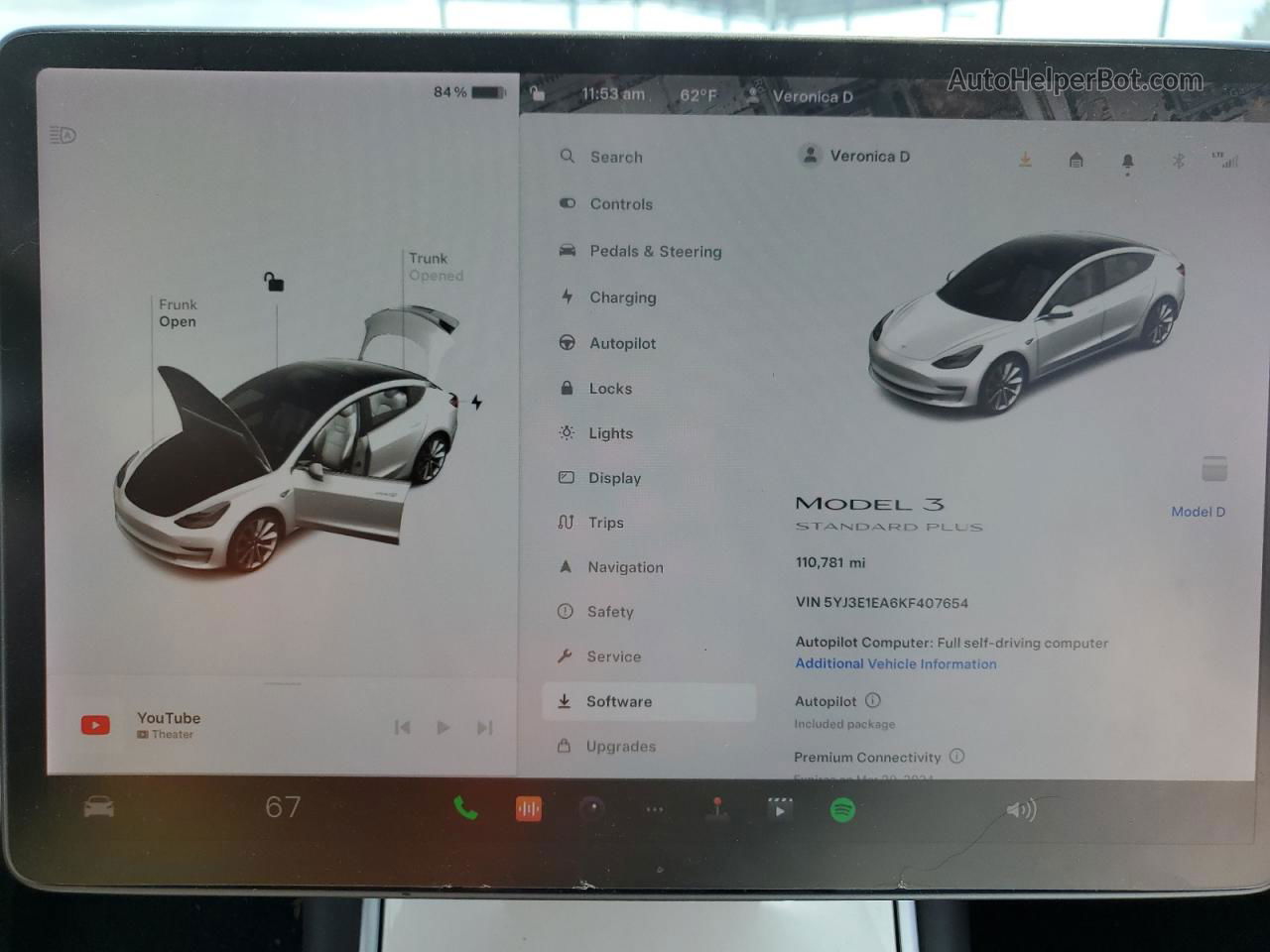 2019 Tesla Model 3  Белый vin: 5YJ3E1EA6KF407654