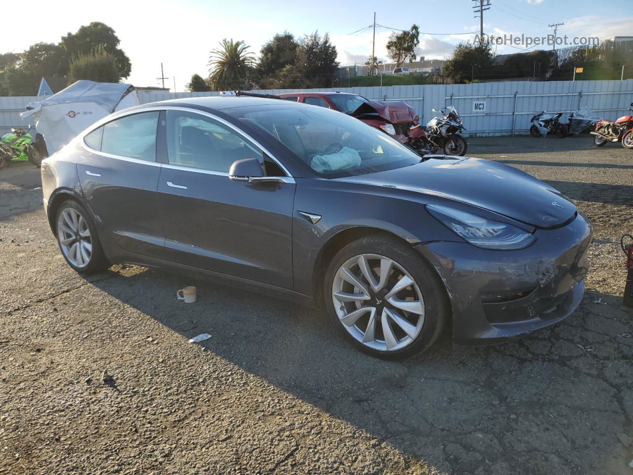 2019 Tesla Model 3  Gray vin: 5YJ3E1EA6KF425376