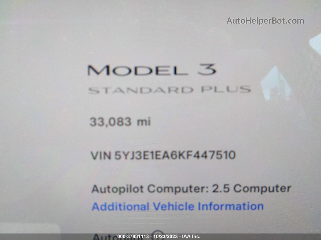 2019 Tesla Model 3 Range Gray vin: 5YJ3E1EA6KF447510