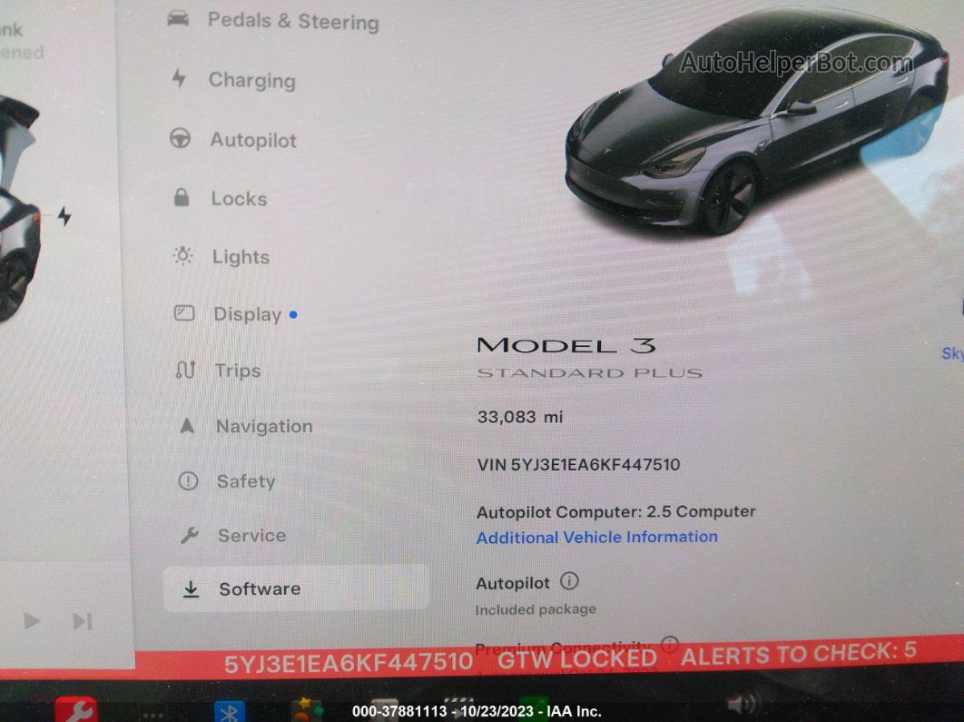 2019 Tesla Model 3 Range Серый vin: 5YJ3E1EA6KF447510