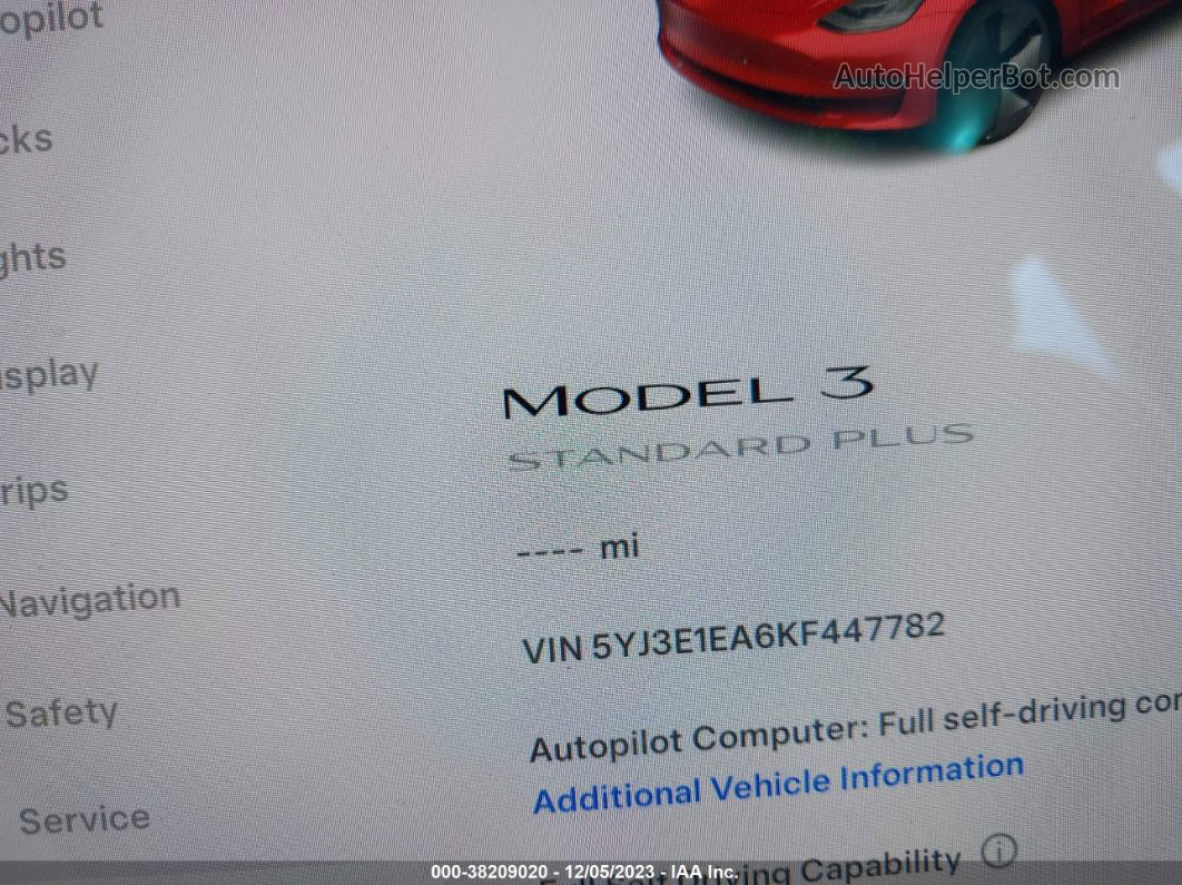 2019 Tesla Model 3   Red vin: 5YJ3E1EA6KF447782