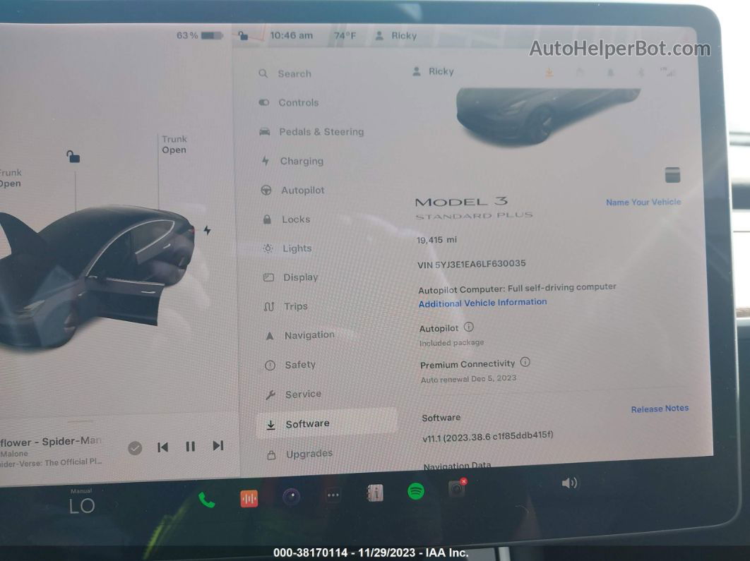 2020 Tesla Model 3 Standard Range Plus Rear-wheel Drive/standard Range Rear-wheel Drive Black vin: 5YJ3E1EA6LF630035