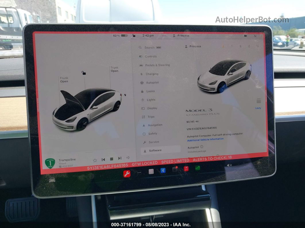 2020 Tesla Model 3 Standard Range Белый vin: 5YJ3E1EA6LF645165