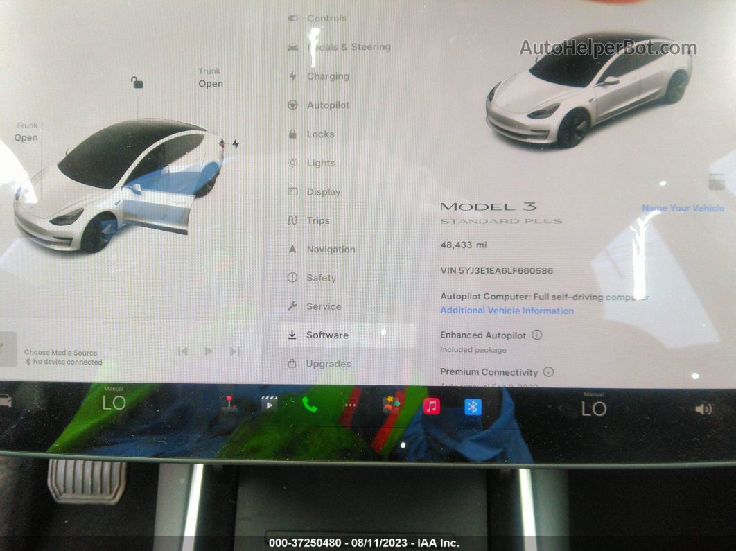 2020 Tesla Model 3 Standard Range Белый vin: 5YJ3E1EA6LF660586