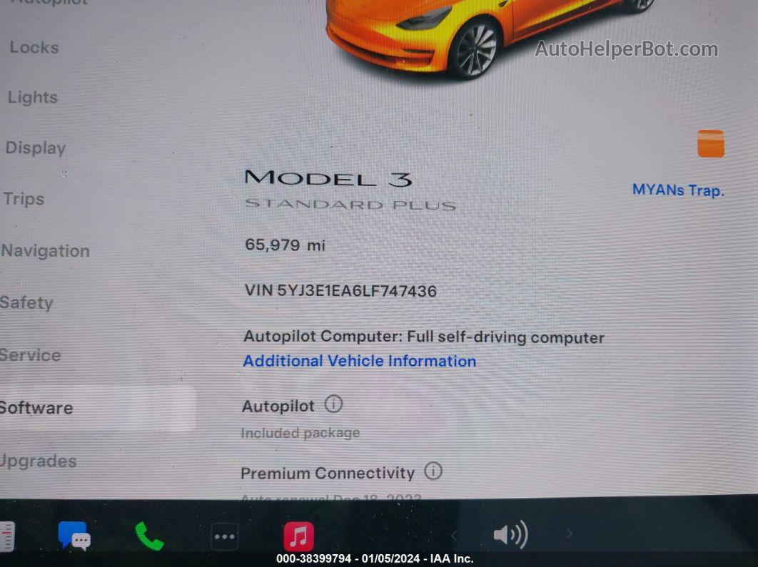 2020 Tesla Model 3 Standard Range Plus Rear-wheel Drive/standard Range Rear-wheel Drive White vin: 5YJ3E1EA6LF747436