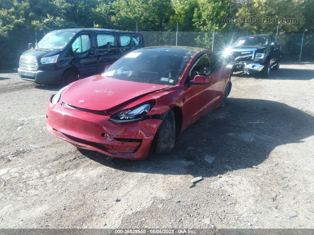 2021 Tesla Model 3 Standard Range Plus Red vin: 5YJ3E1EA6MF057865