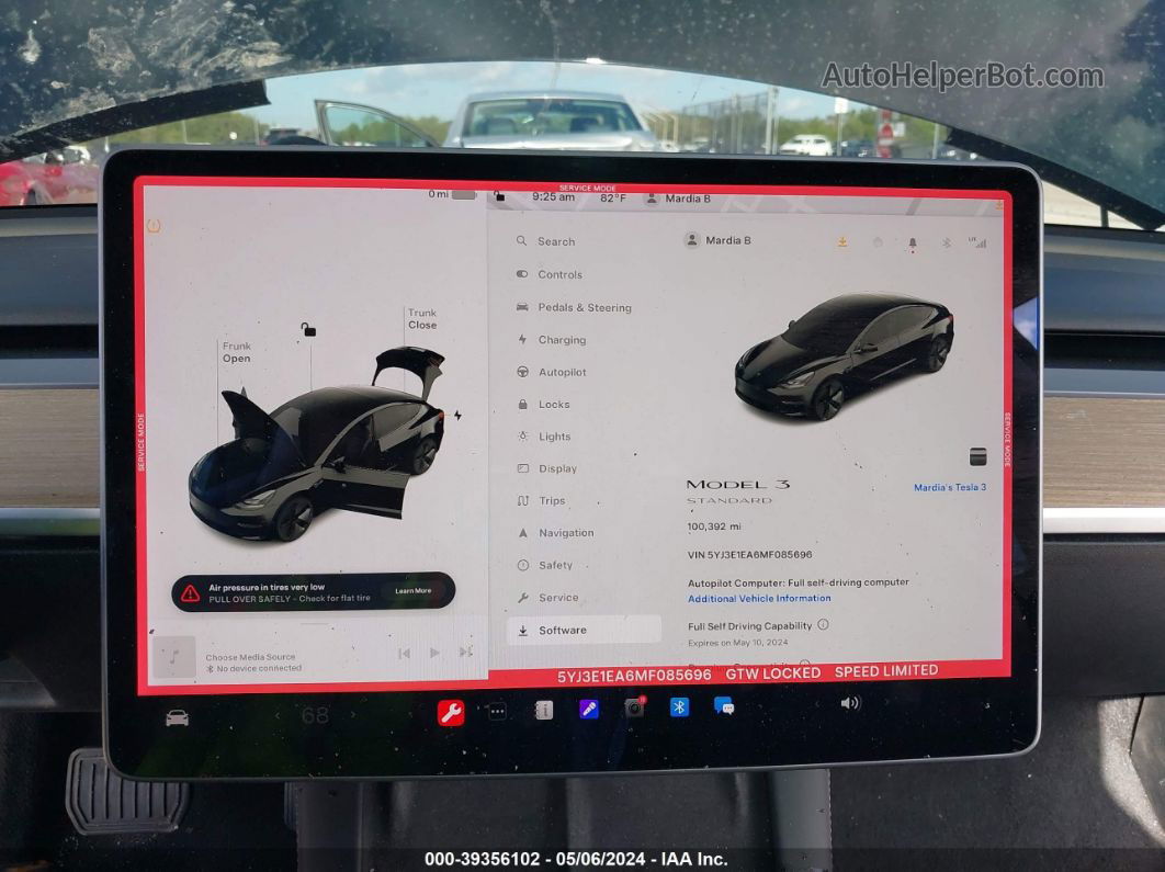 2021 Tesla Model 3 Standard Range Plus Rear-wheel Drive Черный vin: 5YJ3E1EA6MF085696