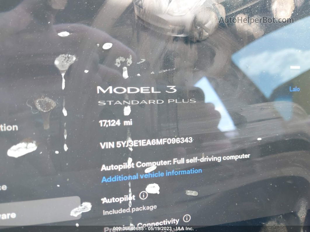 2021 Tesla Model 3 Standard Range Plus White vin: 5YJ3E1EA6MF096343