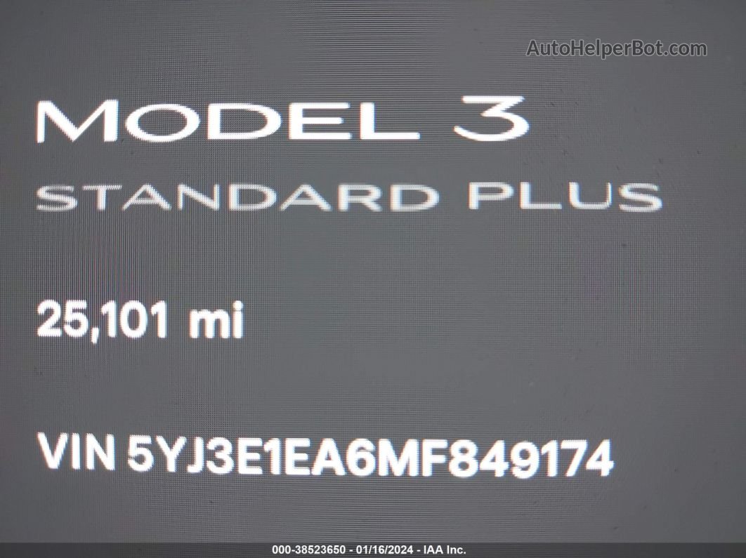 2021 Tesla Model 3 Standard Range Plus Rear-wheel Drive Белый vin: 5YJ3E1EA6MF849174