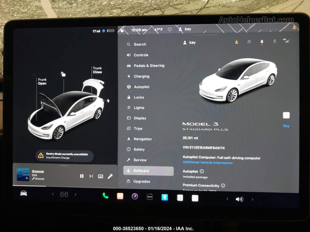 2021 Tesla Model 3 Standard Range Plus Rear-wheel Drive Белый vin: 5YJ3E1EA6MF849174