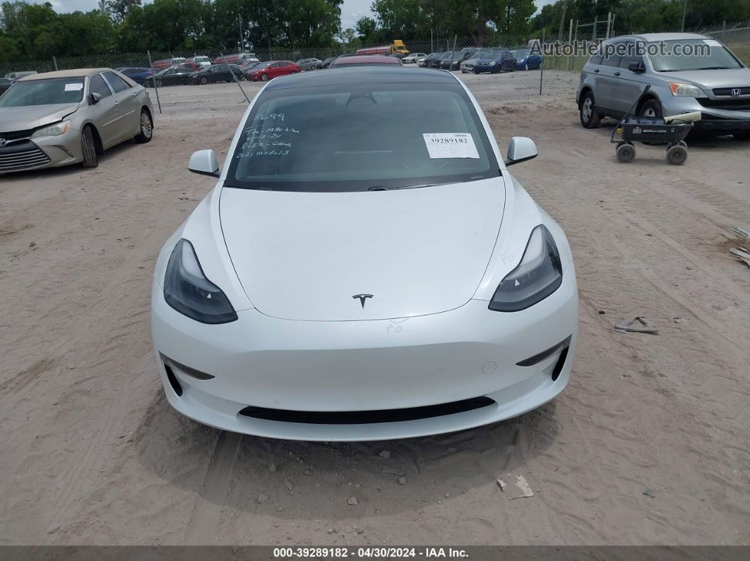 2021 Tesla Model 3 Standard Range Plus Rear-wheel Drive White vin: 5YJ3E1EA6MF913357