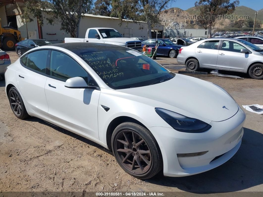 2021 Tesla Model 3 Standard Range Plus Rear-wheel Drive White vin: 5YJ3E1EA6MF939649