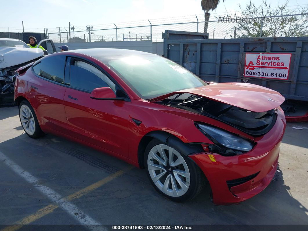 2021 Tesla Model 3 Standard Range Plus Rear-wheel Drive Red vin: 5YJ3E1EA6MF995171