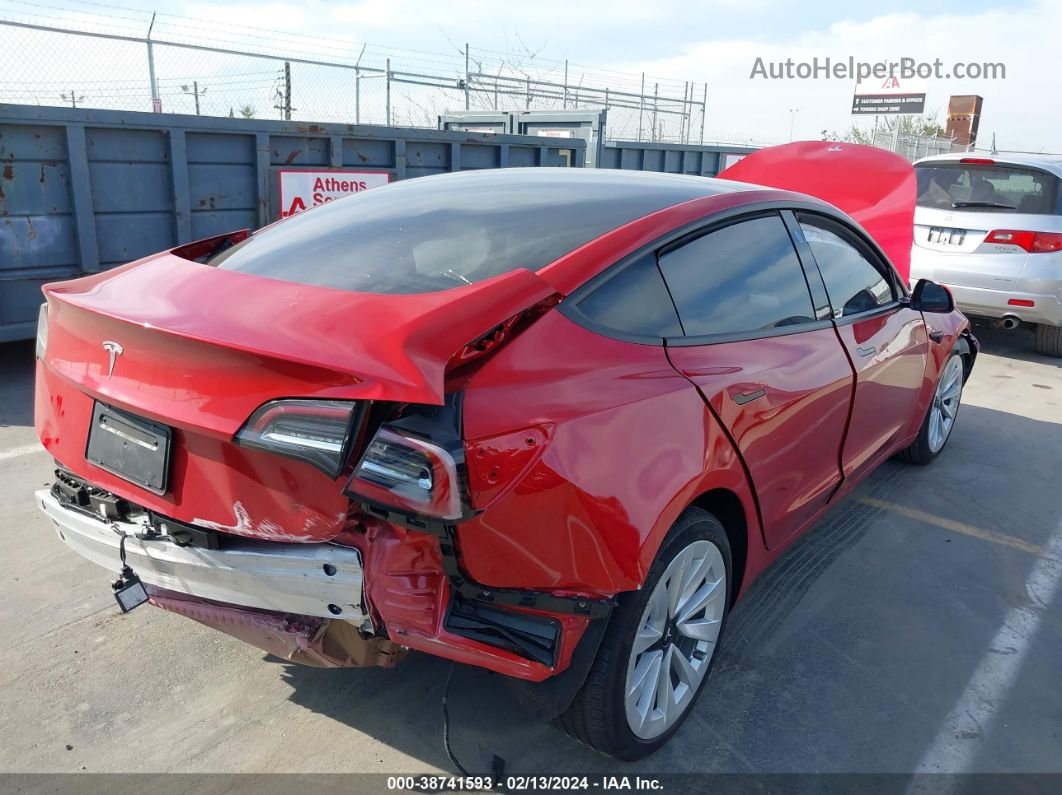 2021 Tesla Model 3 Standard Range Plus Rear-wheel Drive Red vin: 5YJ3E1EA6MF995171