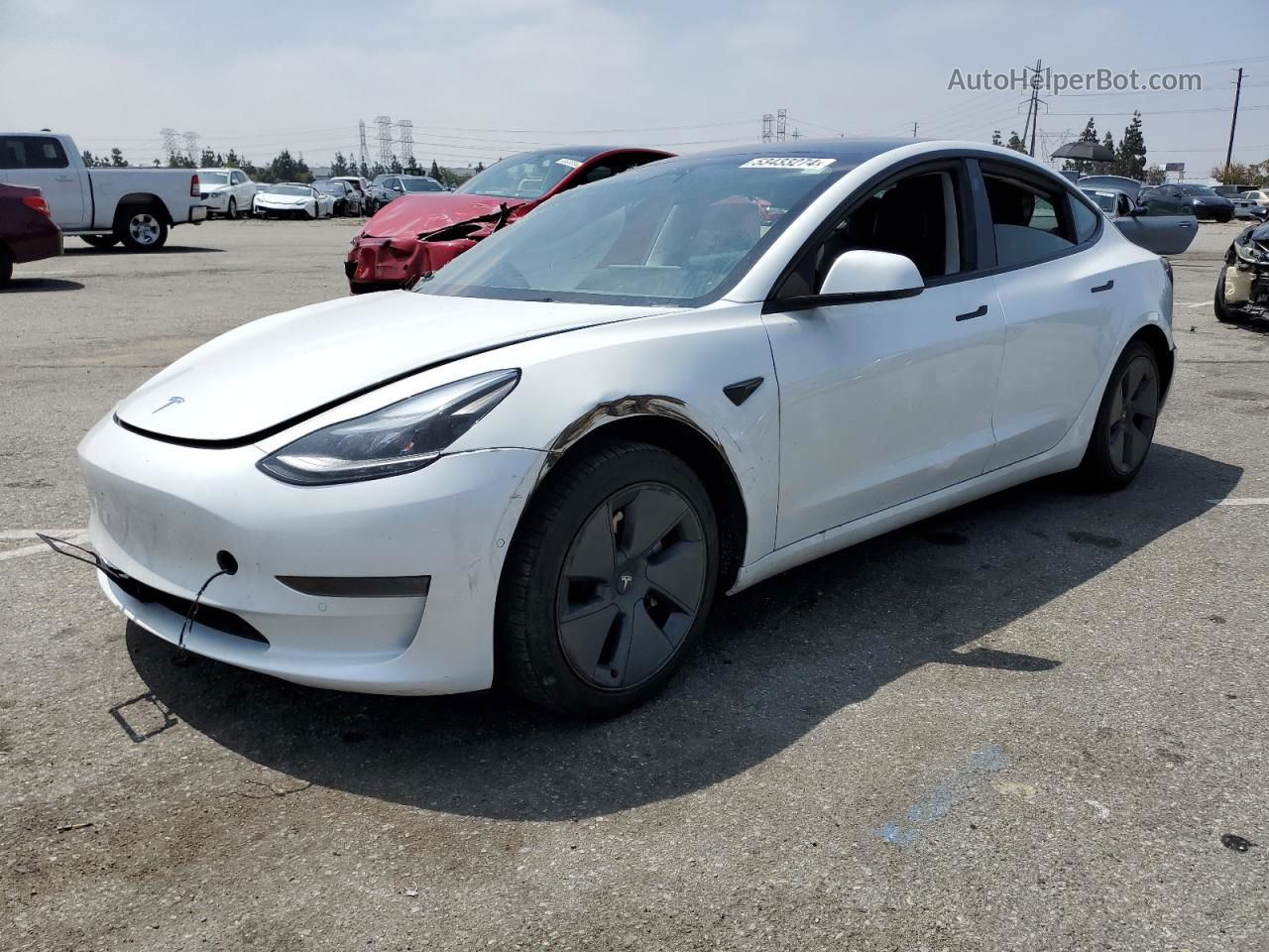 2022 Tesla Model 3  White vin: 5YJ3E1EA6NF306053