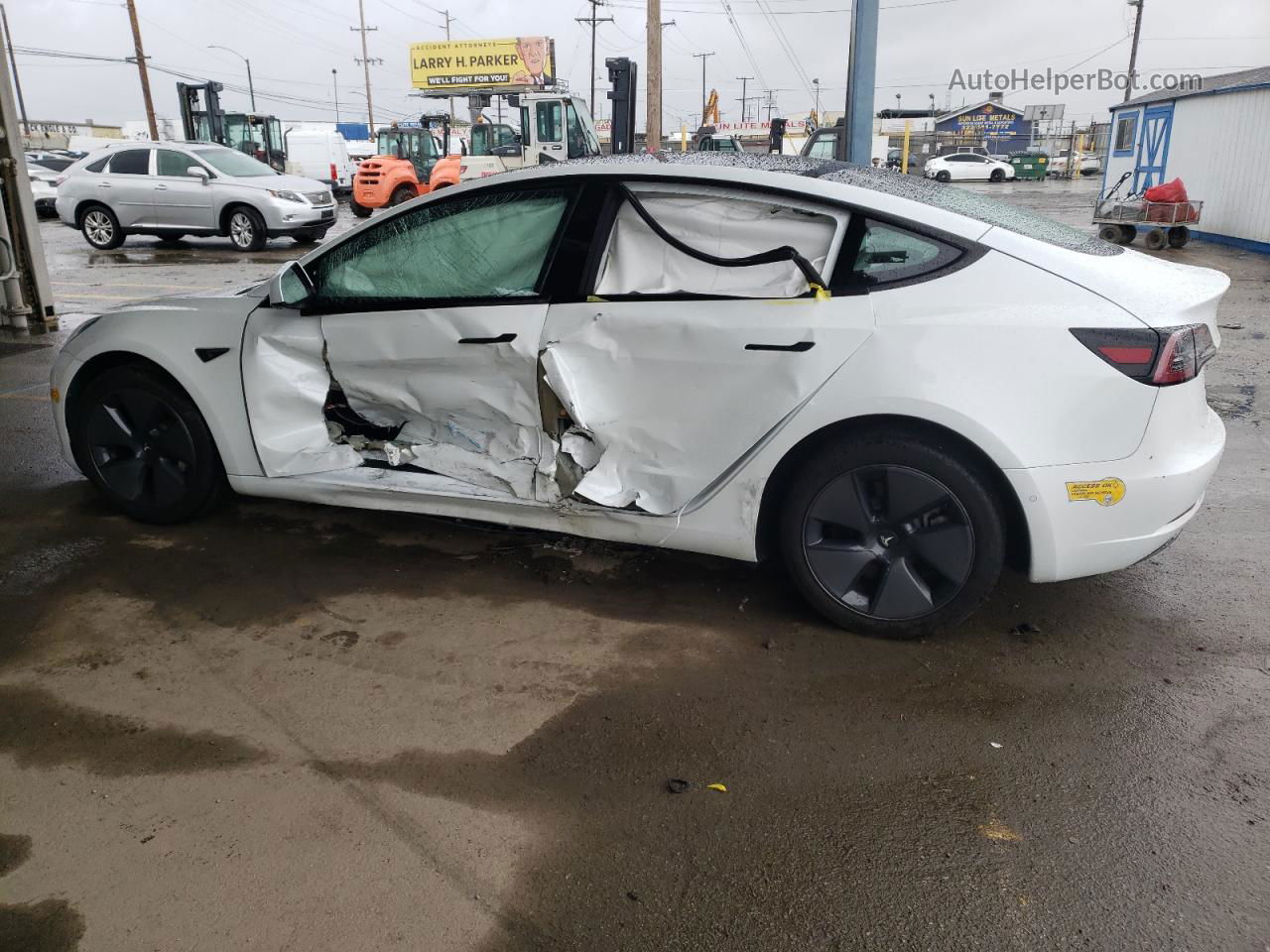 2022 Tesla Model 3  White vin: 5YJ3E1EA6NF321815