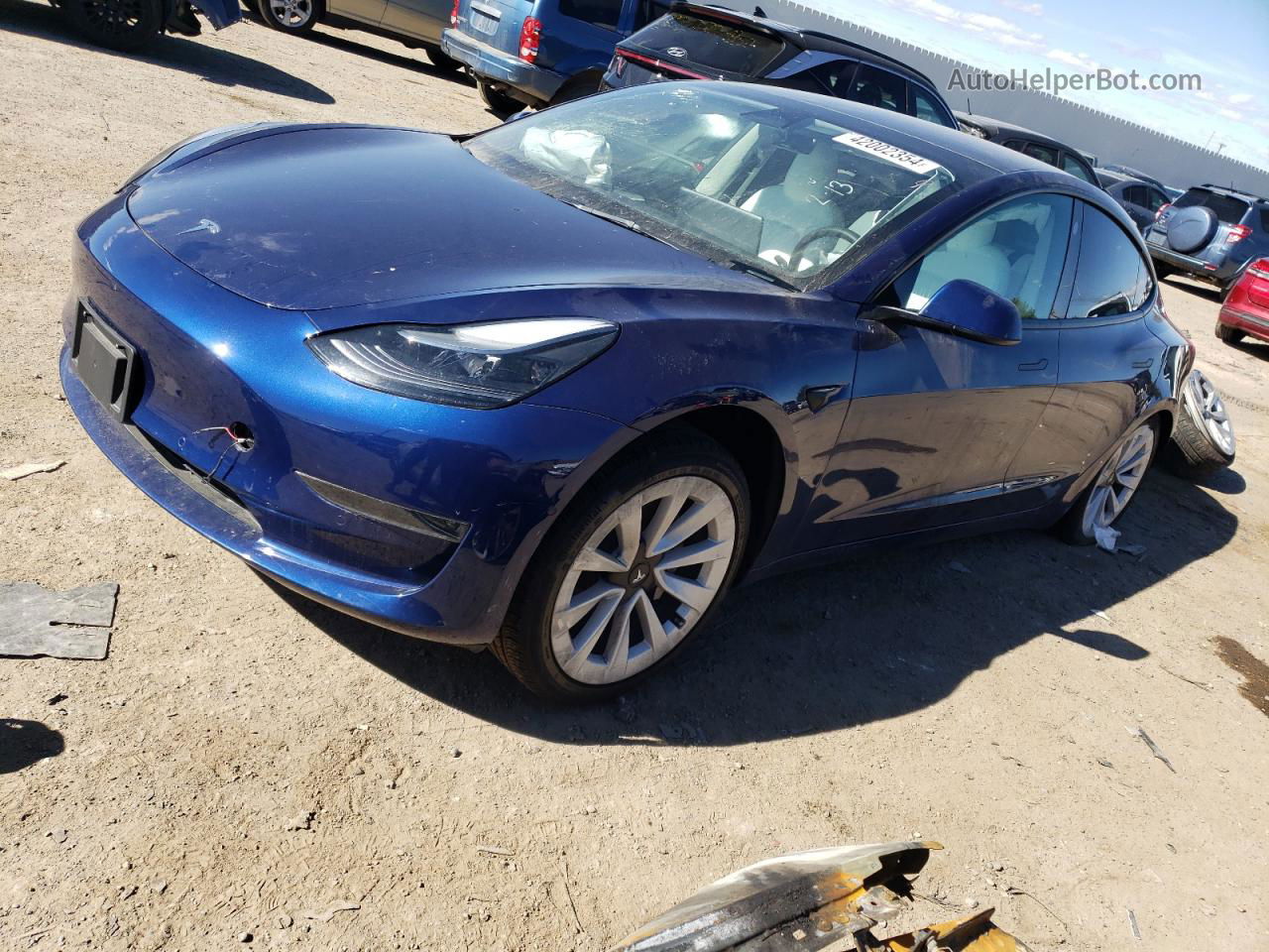 2022 Tesla Model 3  Blue vin: 5YJ3E1EA6NF352448