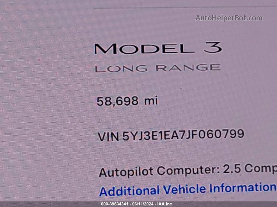 2018 Tesla Model 3 Long Range/mid Range Silver vin: 5YJ3E1EA7JF060799